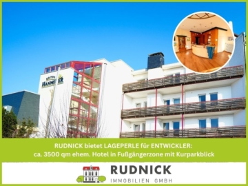 RUDNICK bietet LAGEPERLE für ENTWICKLER: ca. 3500 qm ehem. Hotel in Fußgängerzone mit Kurparkblick, 31542 Bad Nenndorf, Wohn- und Geschäftshaus