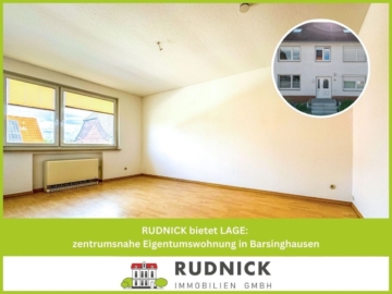 RUDNICK bietet LAGE: zentrumsnahe Eigentumswohnung in Barsinghausen, 30890 Barsinghausen, Etagenwohnung