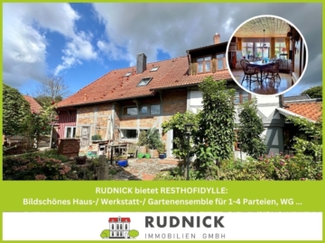 RUDNICK bietet RESTHOFIDYLL: Bildschönes Haus-/ Werkstatt-/ Gartenensemble für 1-4 Parteien, WG …, 31249 Equord, Bauernhaus